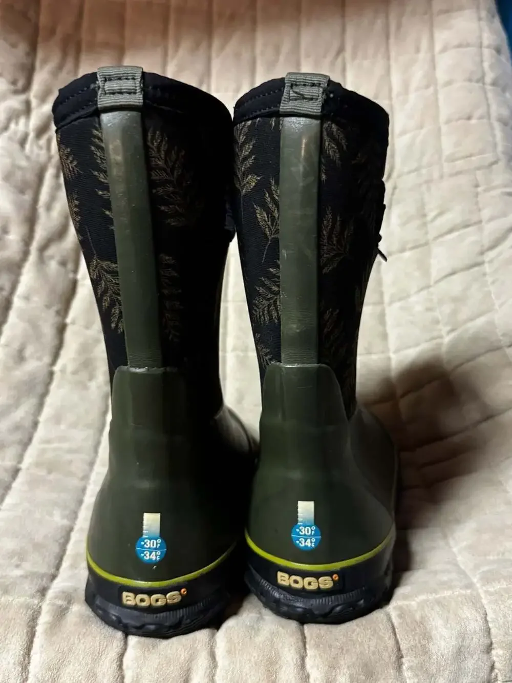 Kids Bogs Classic Fern Leaf Waterproof Rain Boots Size 2